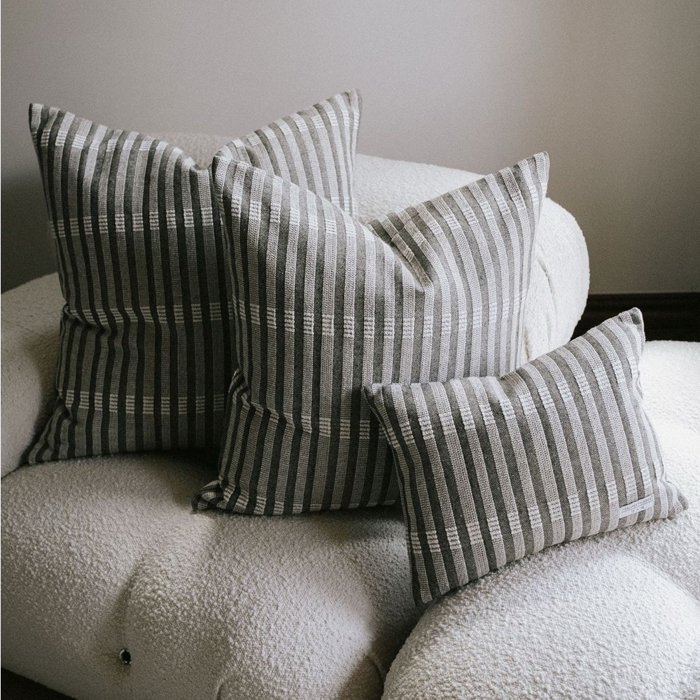 NWOT The Lifestyled Co. Jones Striped Pillow Cover 22x22 in Stone